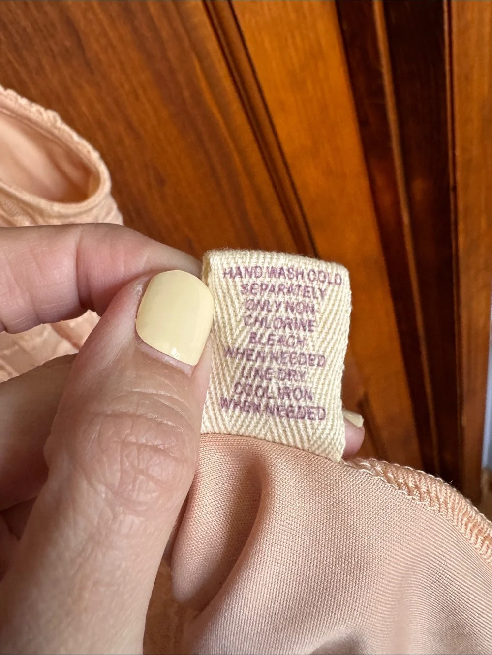 200. Light Peach colored Flowy boho crochet Dress - Picture 10 of 12